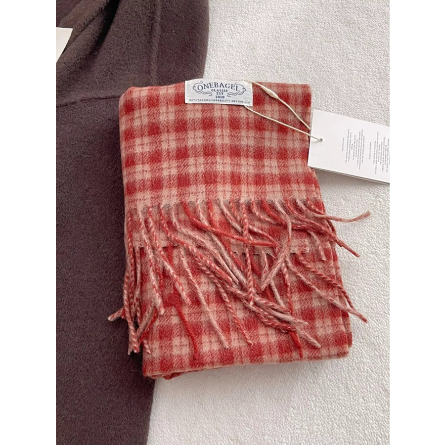Classic Plaid Fringe Scarf Apparel and Accessories