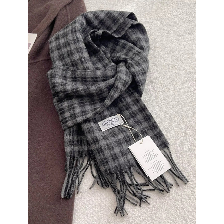 Classic Plaid Fringe Scarf Apparel and Accessories
