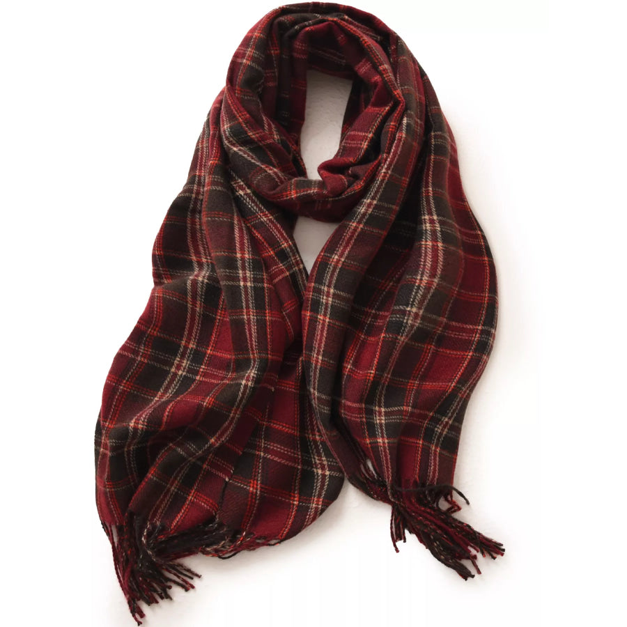 Classic Plaid Fringe Scarf Apparel and Accessories