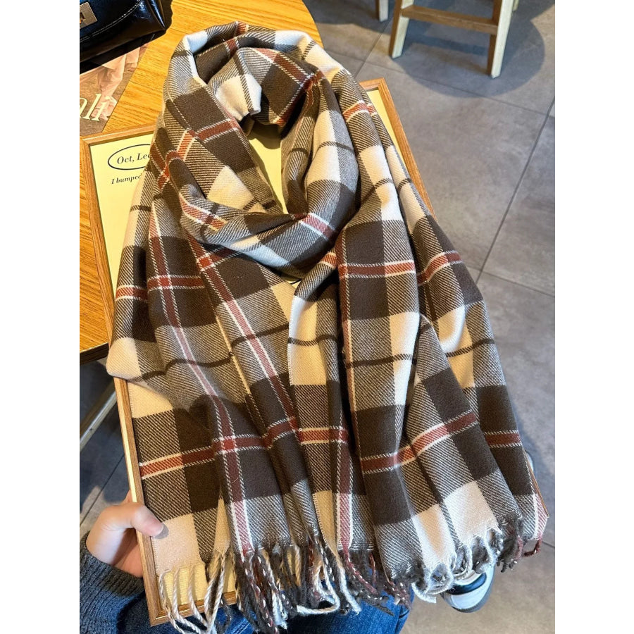 Classic Plaid Fringe Scarf Apparel and Accessories