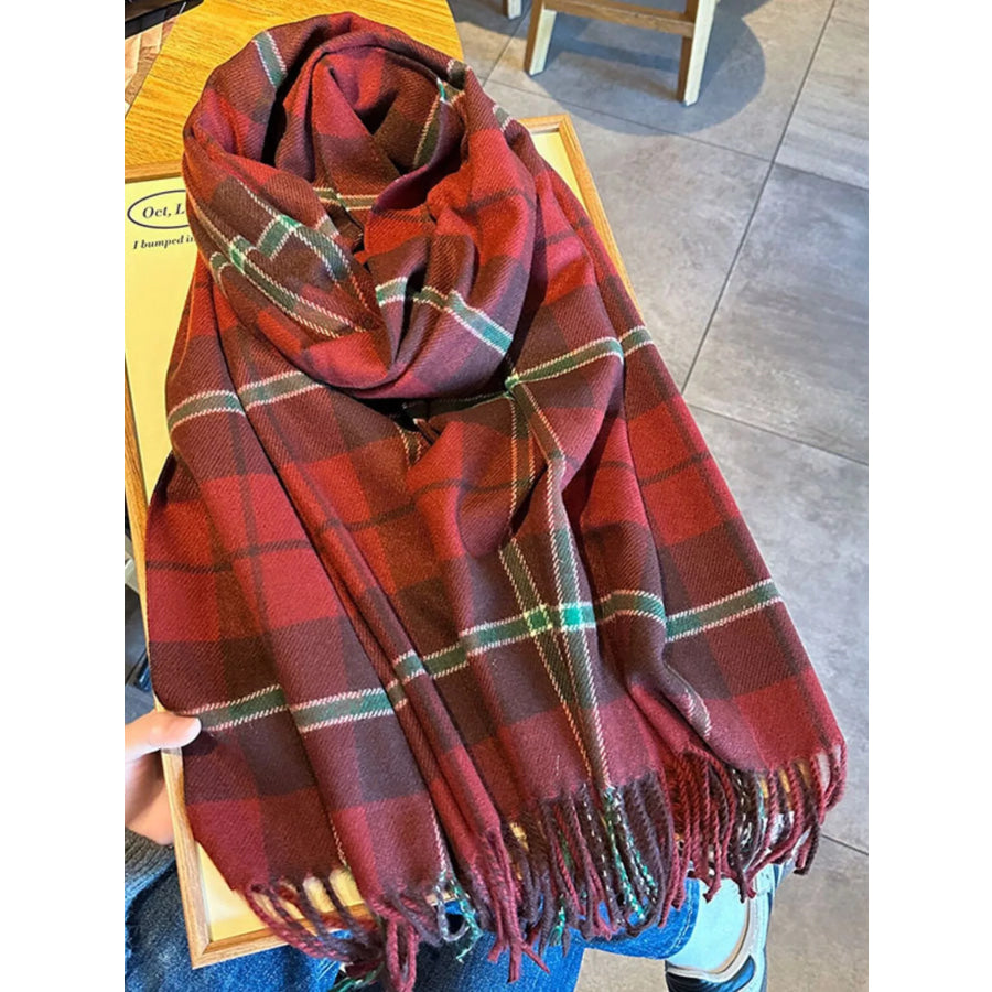 Classic Plaid Fringe Scarf Apparel and Accessories