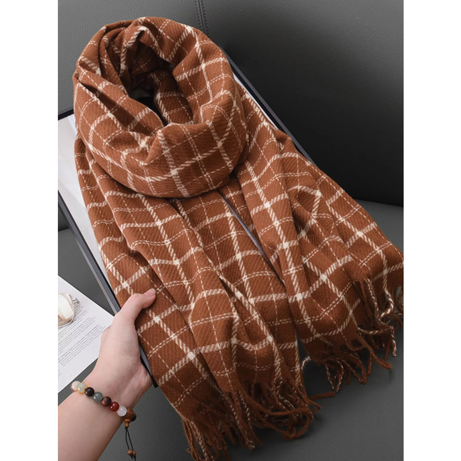 Classic Plaid Fringe Scarf Apparel and Accessories