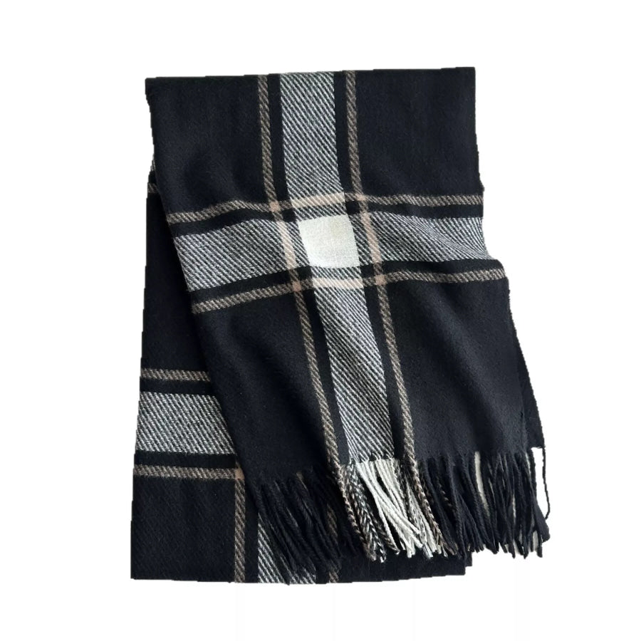 Classic Plaid Pattern Tassel Winter Scarf Apparel and Accessories