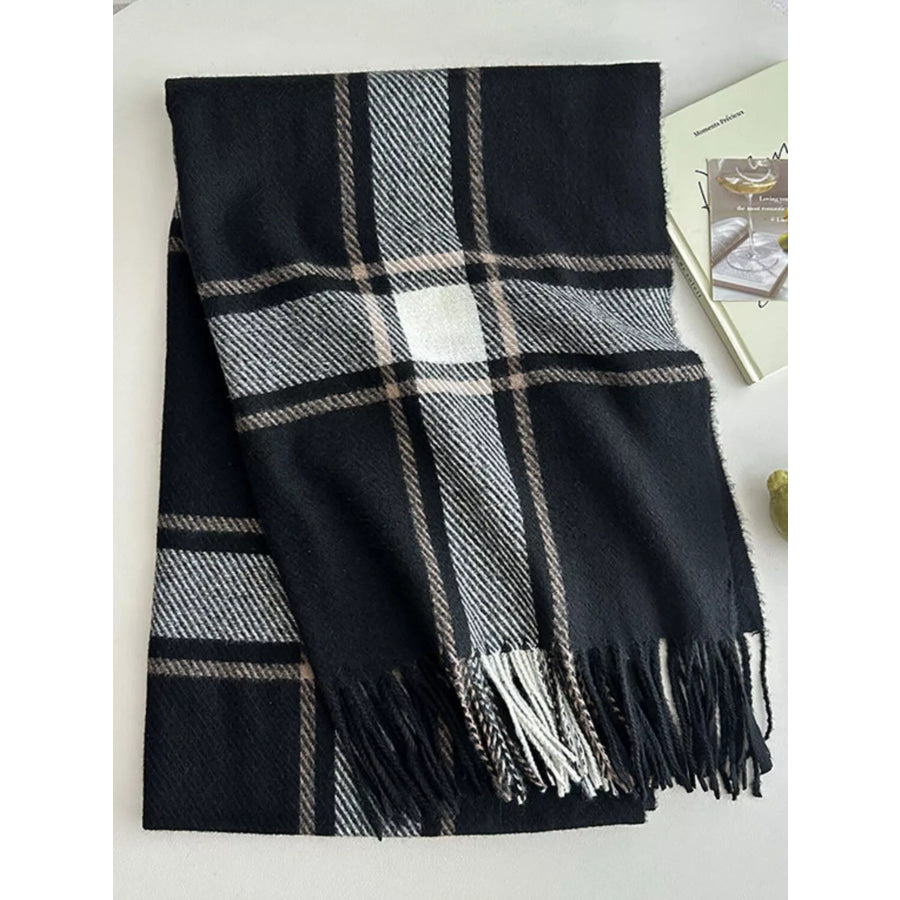 Classic Plaid Pattern Tassel Winter Scarf Apparel and Accessories