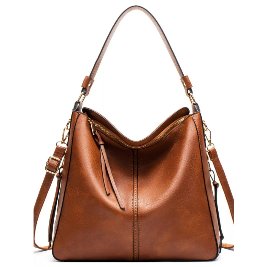 Classic PU Leather Tote Bag Caramel / ONESIZE Apparel and Accessories