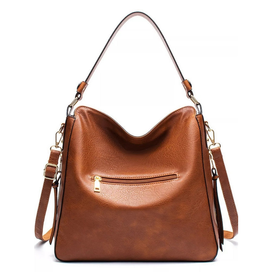 Classic PU Leather Tote Bag Caramel / ONESIZE Apparel and Accessories