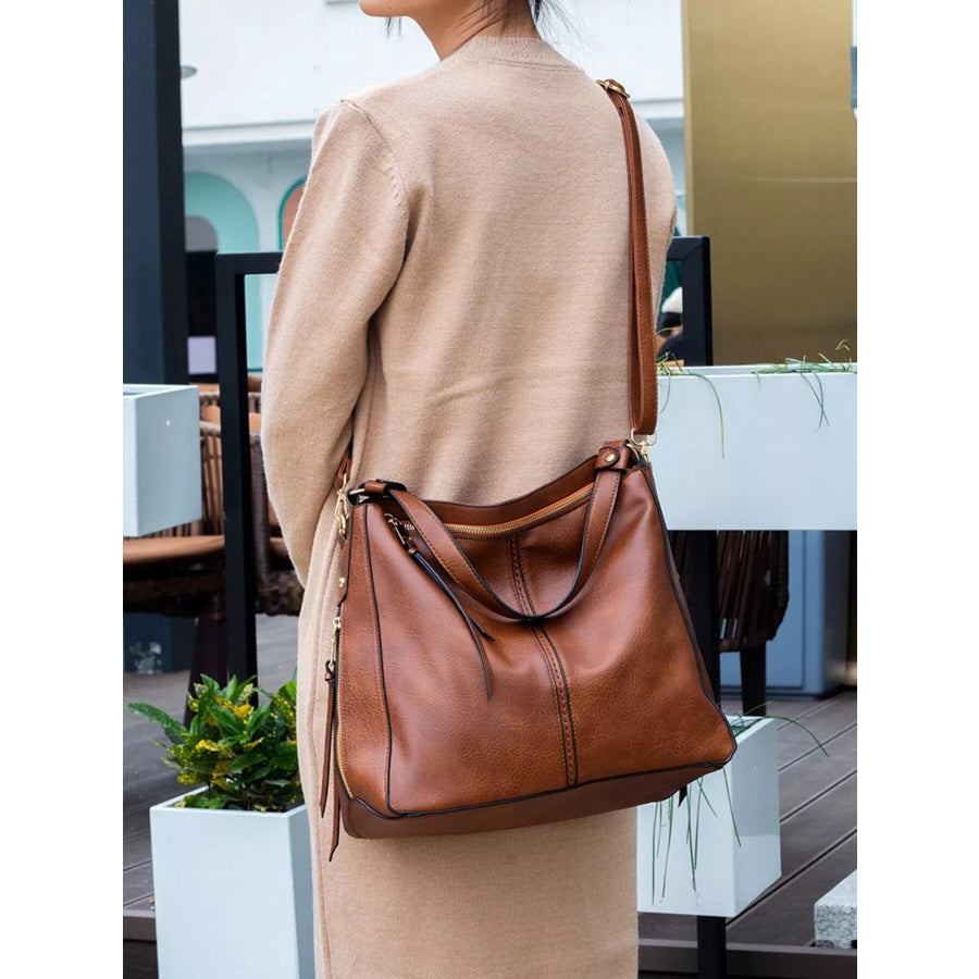 Classic PU Leather Tote Bag Caramel / ONESIZE Apparel and Accessories