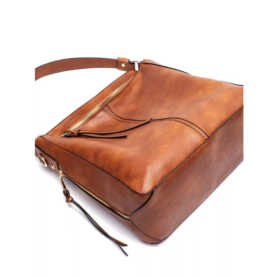 Classic PU Leather Tote Bag Caramel / ONESIZE Apparel and Accessories