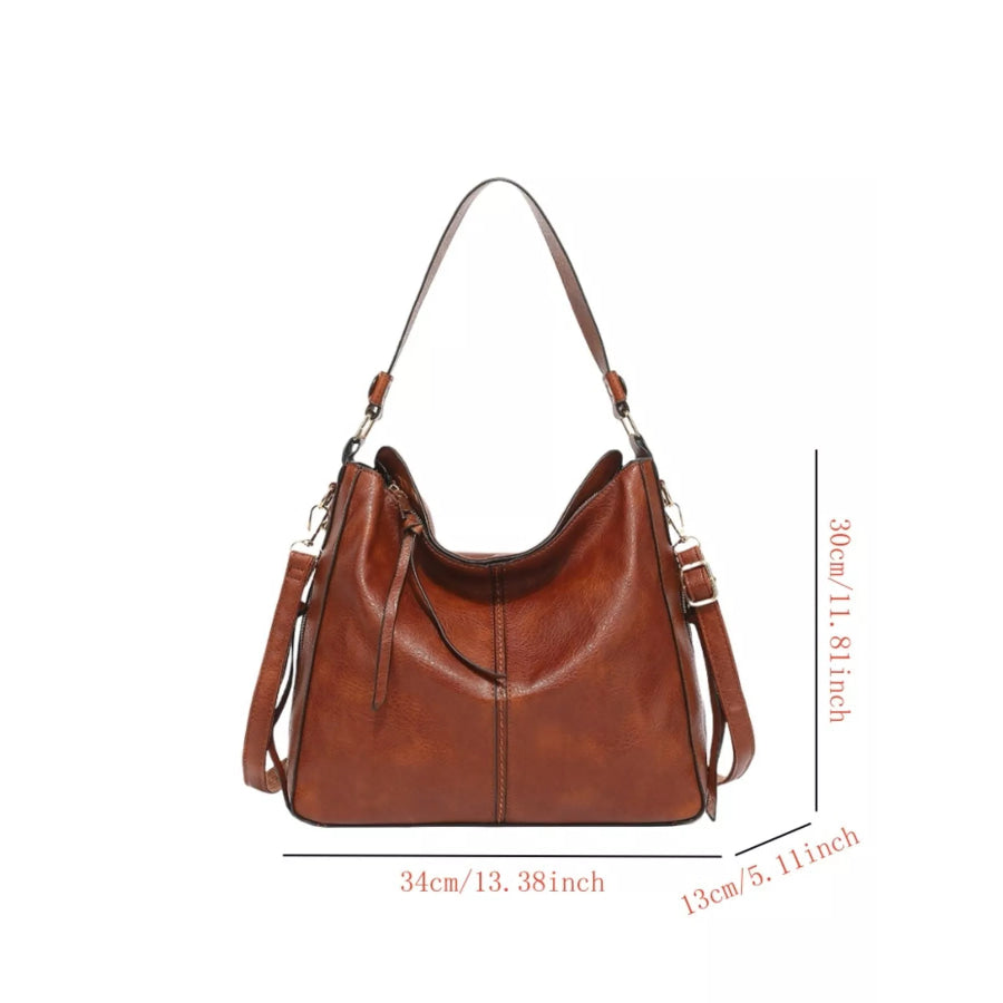 Classic PU Leather Tote Bag Caramel / ONESIZE Apparel and Accessories