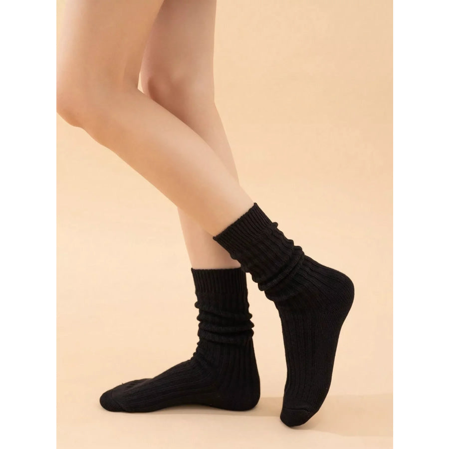 Classic Ribbed Knit Socks Black / One Size Apparel and Accessories