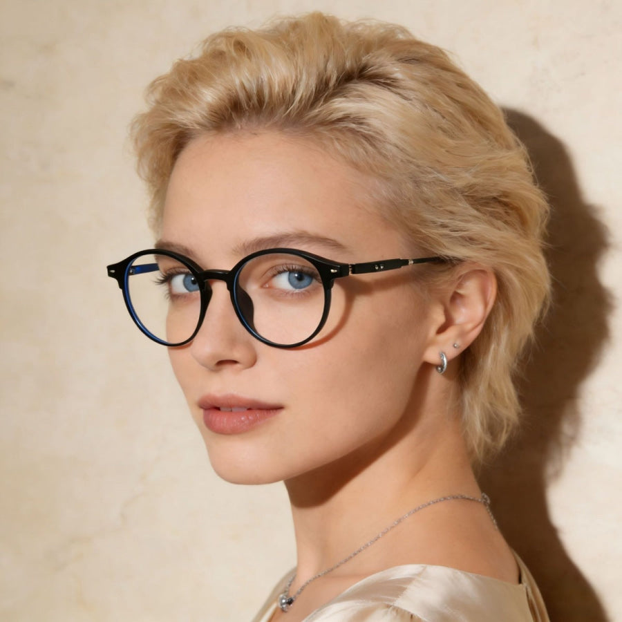 Classic Round Frame Glasses Black / ONESIZE Apparel and Accessories