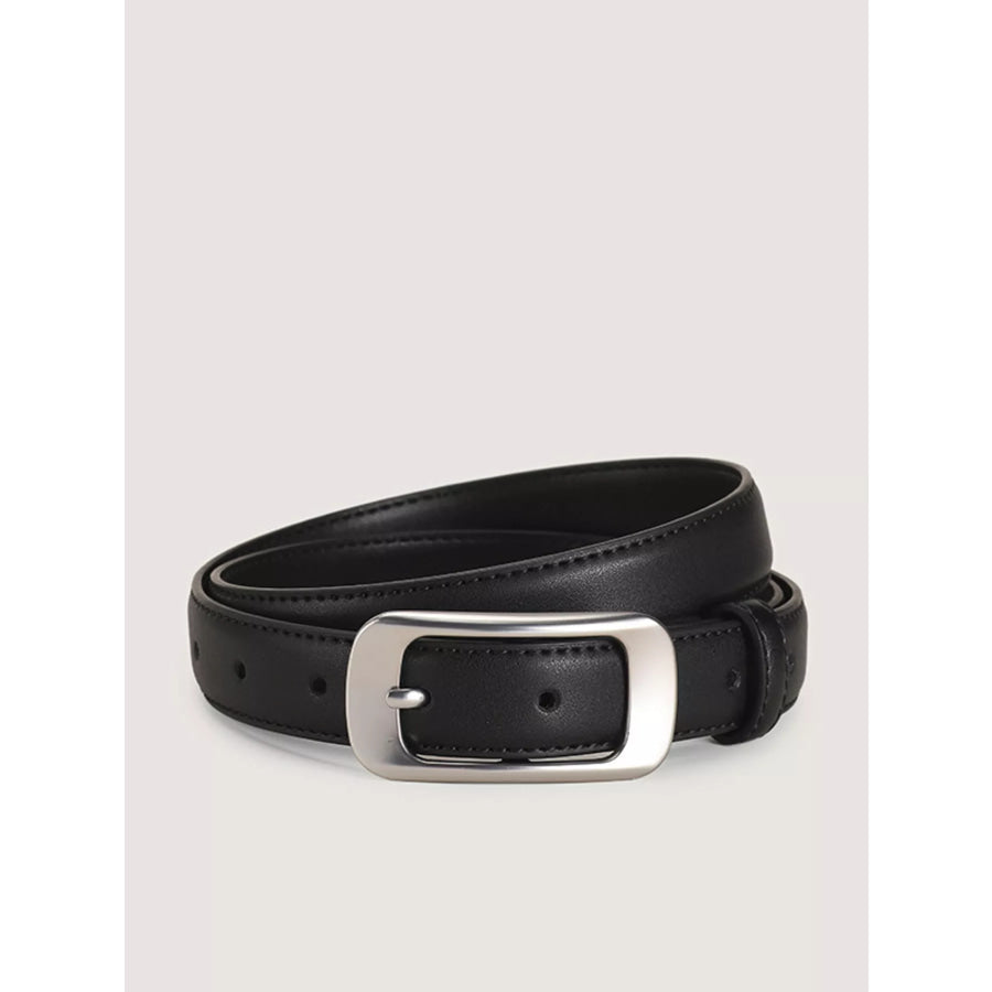 Classic Silver Buckle Belt Black / One Size Apparel and Accessories
