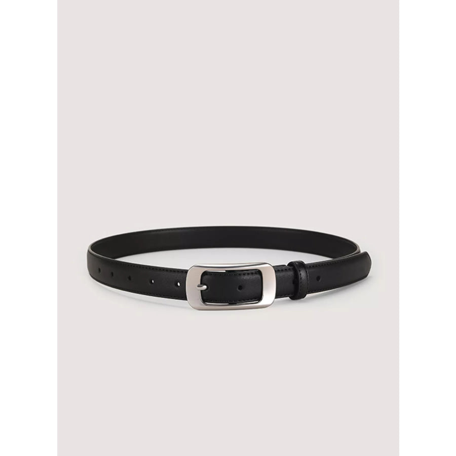 Classic Silver Buckle Belt Black / One Size Apparel and Accessories