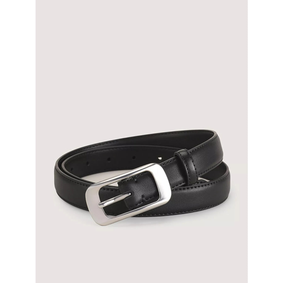 Classic Silver Buckle Belt Black / One Size Apparel and Accessories