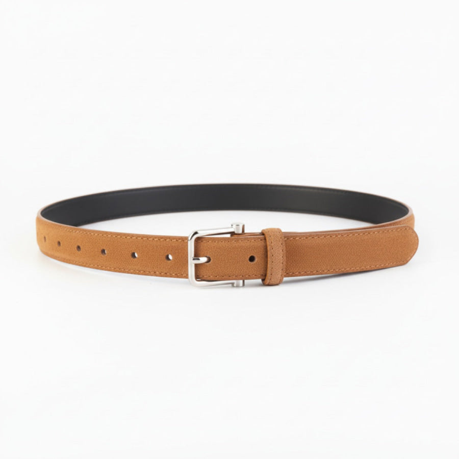 Classic Silver Buckle Belt Brown / One Size Apparel and Accessories