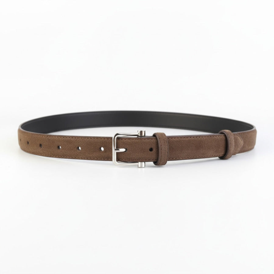 Classic Silver Buckle Belt Coffee Brown / One Size Apparel and Accessories