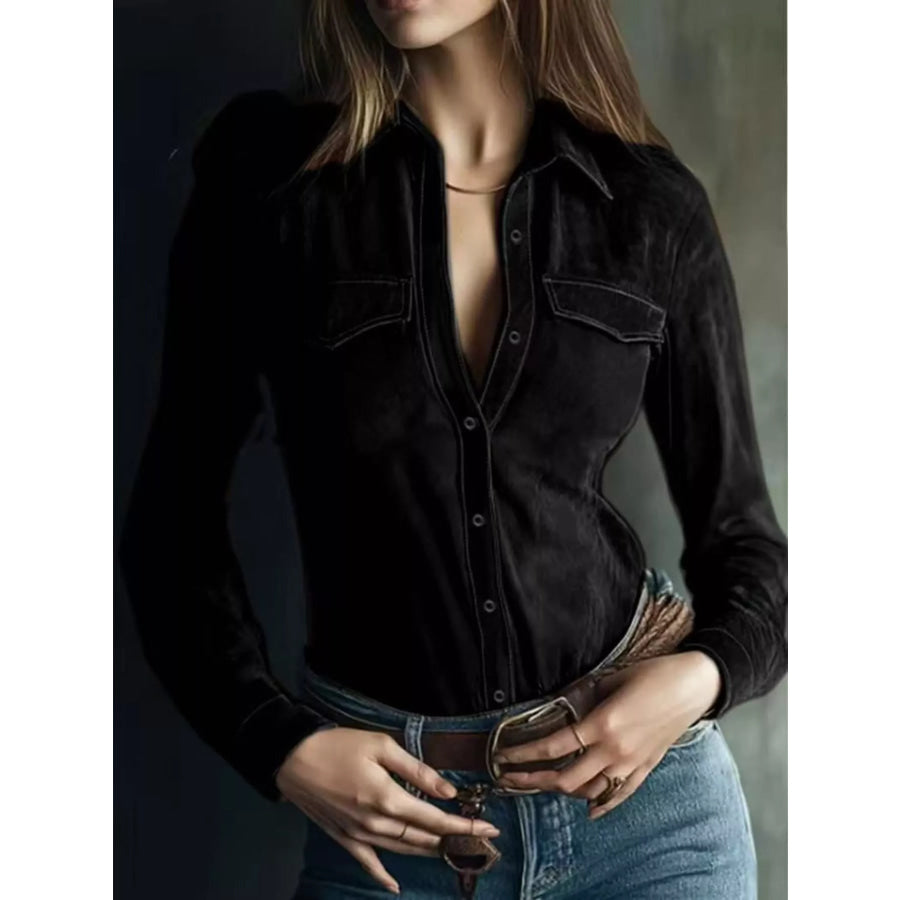 Classic Slim-Fit Long Sleeve Shirt Black / S Apparel and Accessories