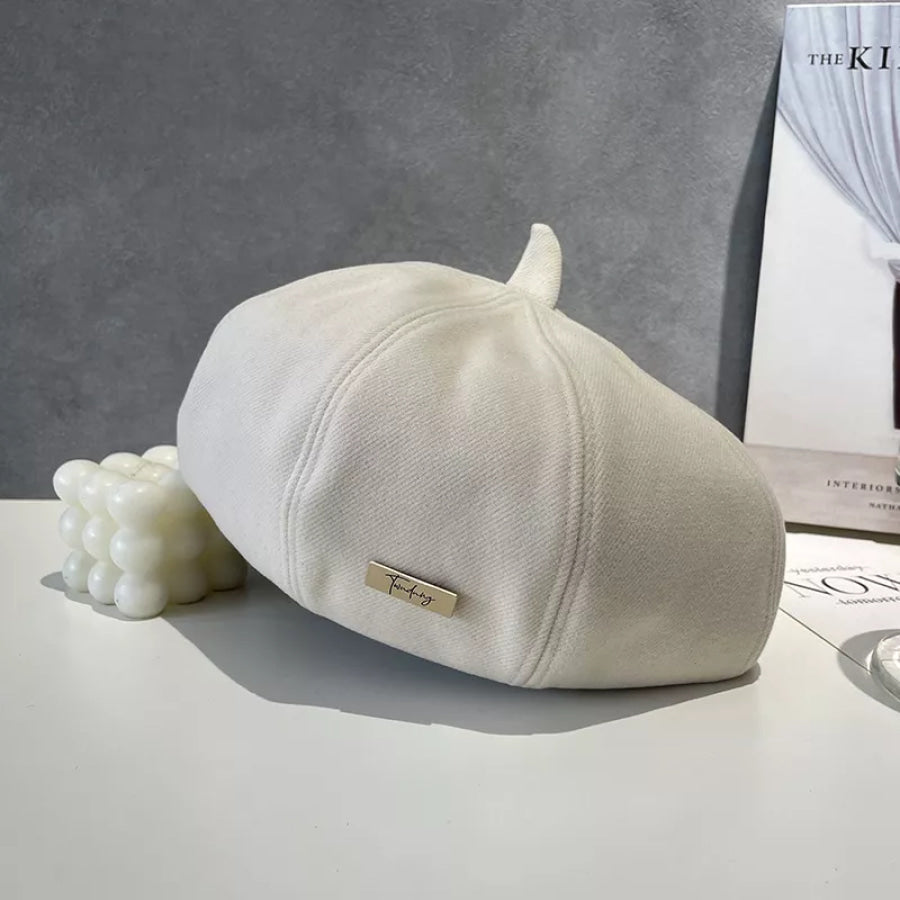 Classic Solid Color Beret Hat Ivory / One Size Apparel and Accessories