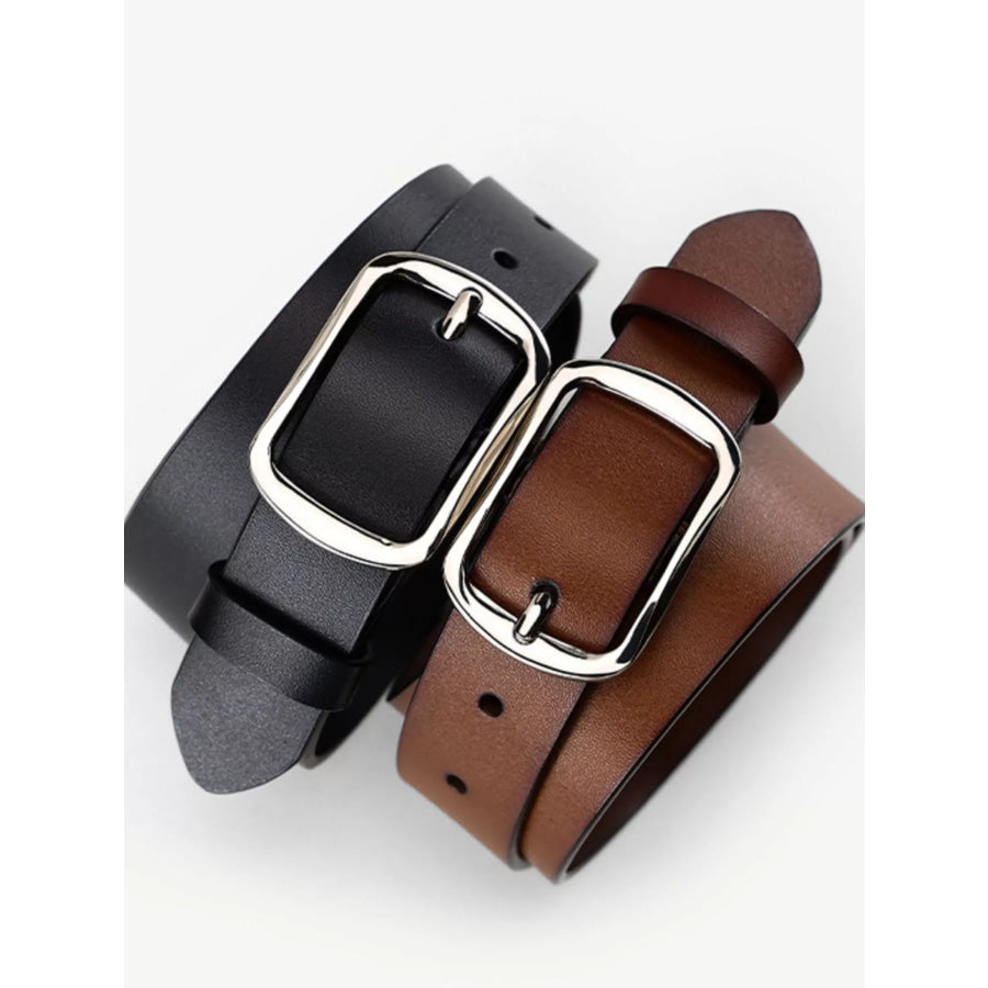 Classic Square Buckle Leather Belt Apparel and Accessories