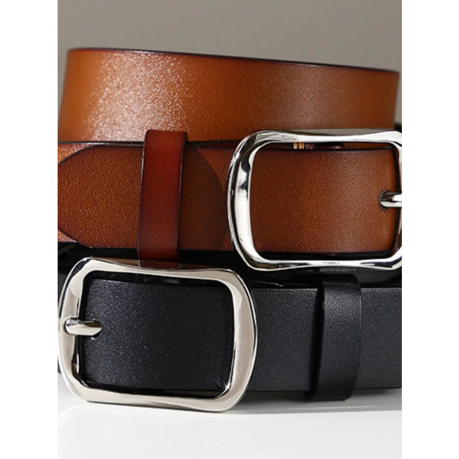 Classic Square Buckle Leather Belt Apparel and Accessories