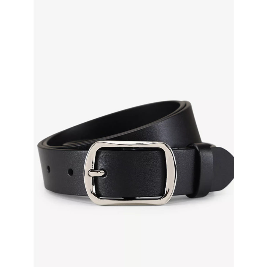Classic Square Buckle Leather Belt Black / ONESIZE Apparel and Accessories