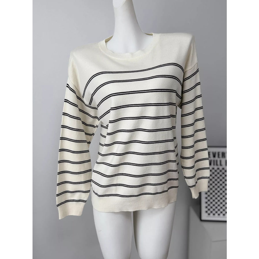 Classic Striped Crewneck Knit Top with Layered Sweater Detail Apparel and Accessories