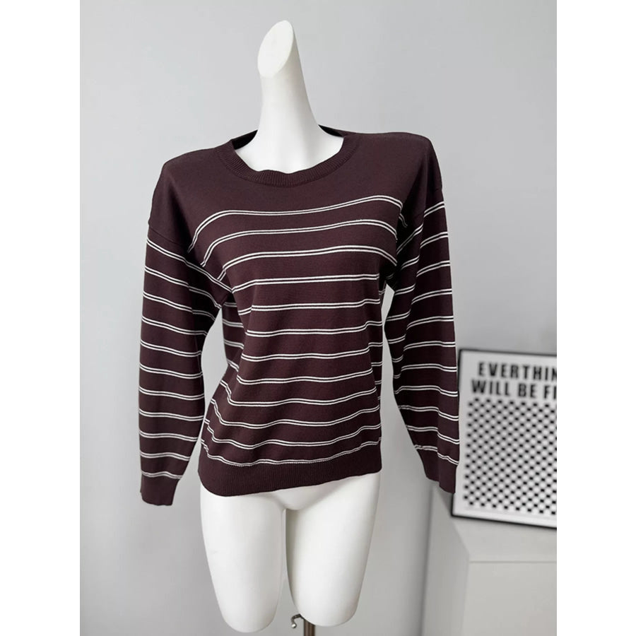 Classic Striped Crewneck Knit Top with Layered Sweater Detail Apparel and Accessories