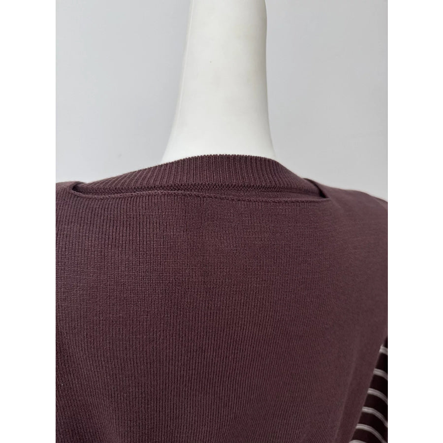 Classic Striped Crewneck Knit Top with Layered Sweater Detail Apparel and Accessories