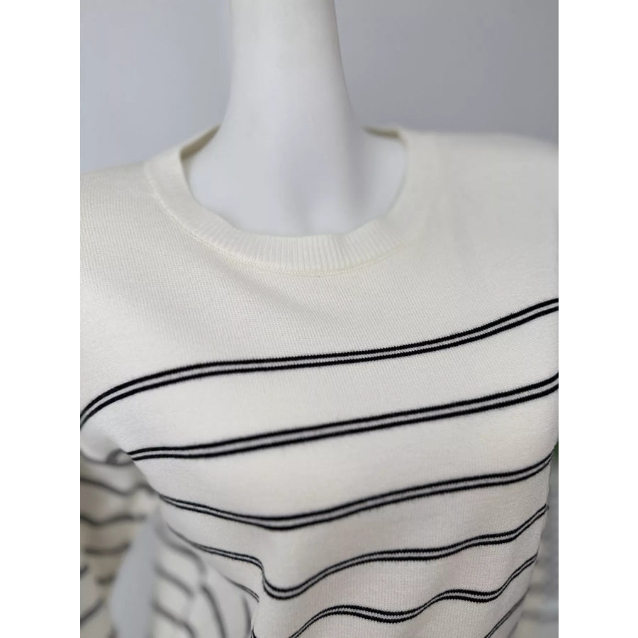 Classic Striped Crewneck Knit Top with Layered Sweater Detail Apparel and Accessories