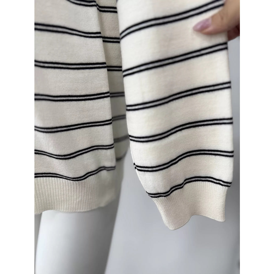 Classic Striped Crewneck Knit Top with Layered Sweater Detail Apparel and Accessories