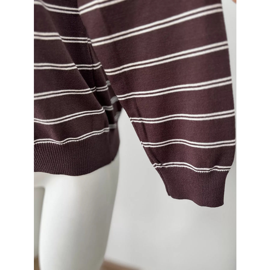 Classic Striped Crewneck Knit Top with Layered Sweater Detail Apparel and Accessories