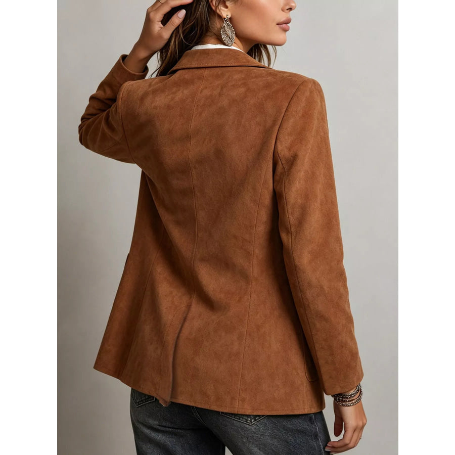 Classic Suede Single-Breasted Blazer Jacket Terracotta / S Apparel and Accessories