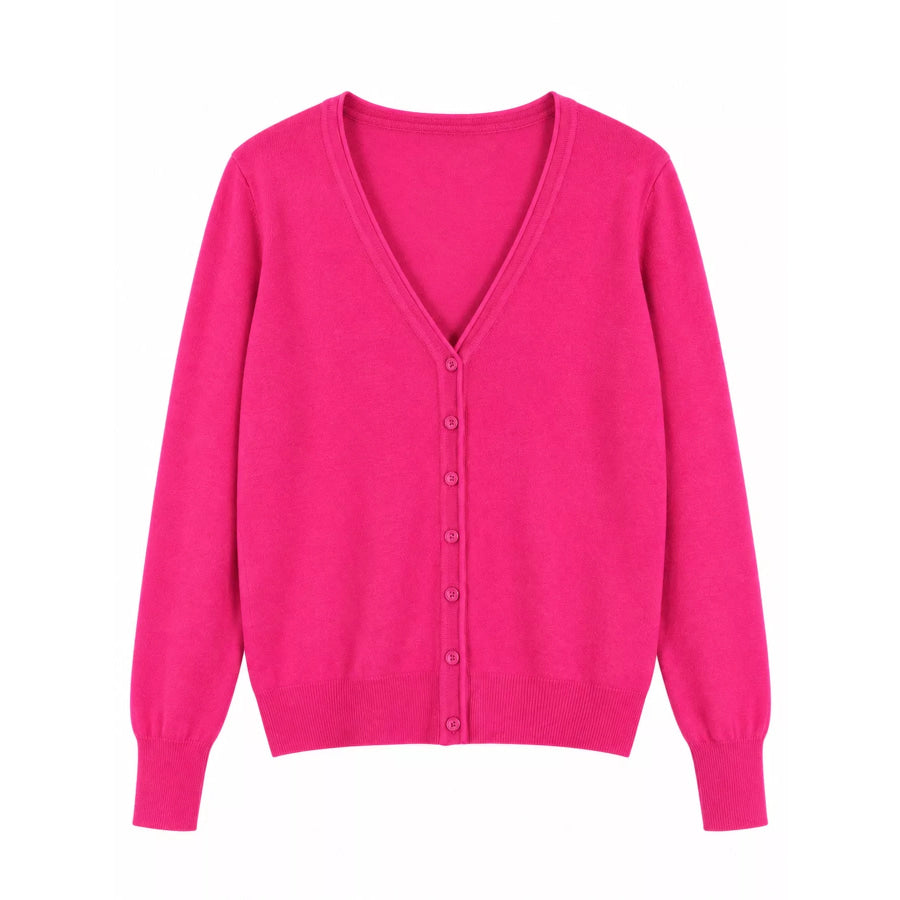 Classic V-Neck Button-Down Knit Cardigan Apparel and Accessories