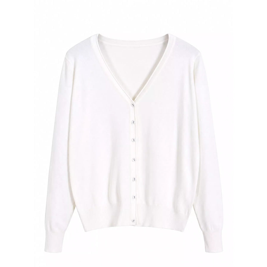 Classic V-Neck Button-Down Knit Cardigan Apparel and Accessories