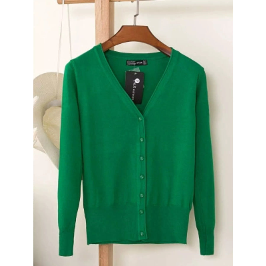 Classic V-Neck Button-Down Knit Cardigan Apparel and Accessories
