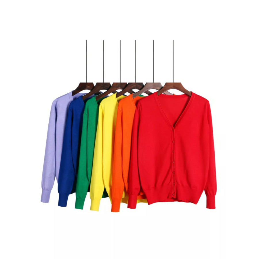 Classic V-Neck Button-Down Knit Cardigan Apparel and Accessories