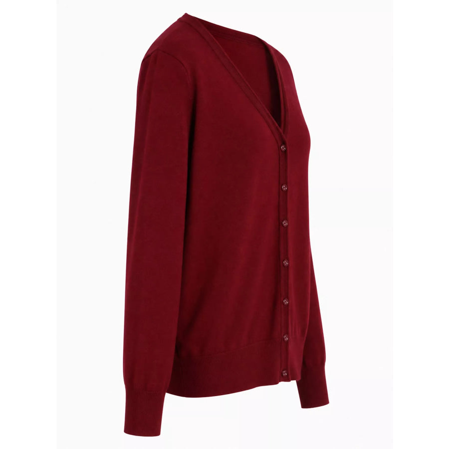 Classic V-Neck Button-Down Knit Cardigan Apparel and Accessories