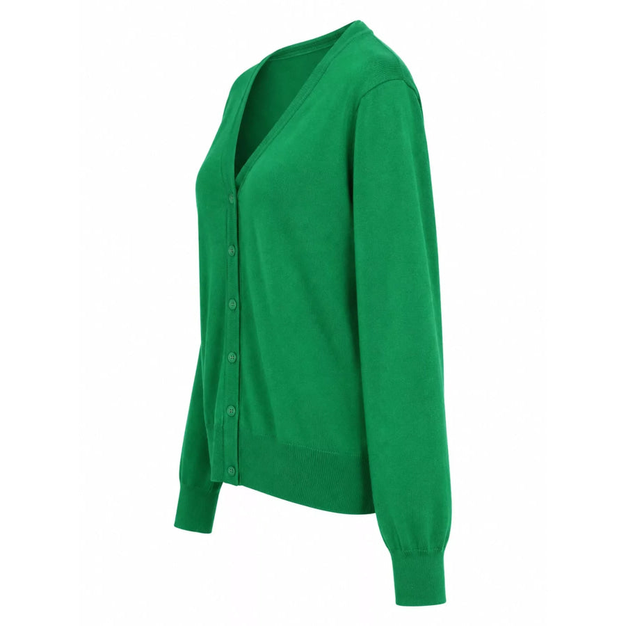 Classic V-Neck Button-Down Knit Cardigan Apparel and Accessories