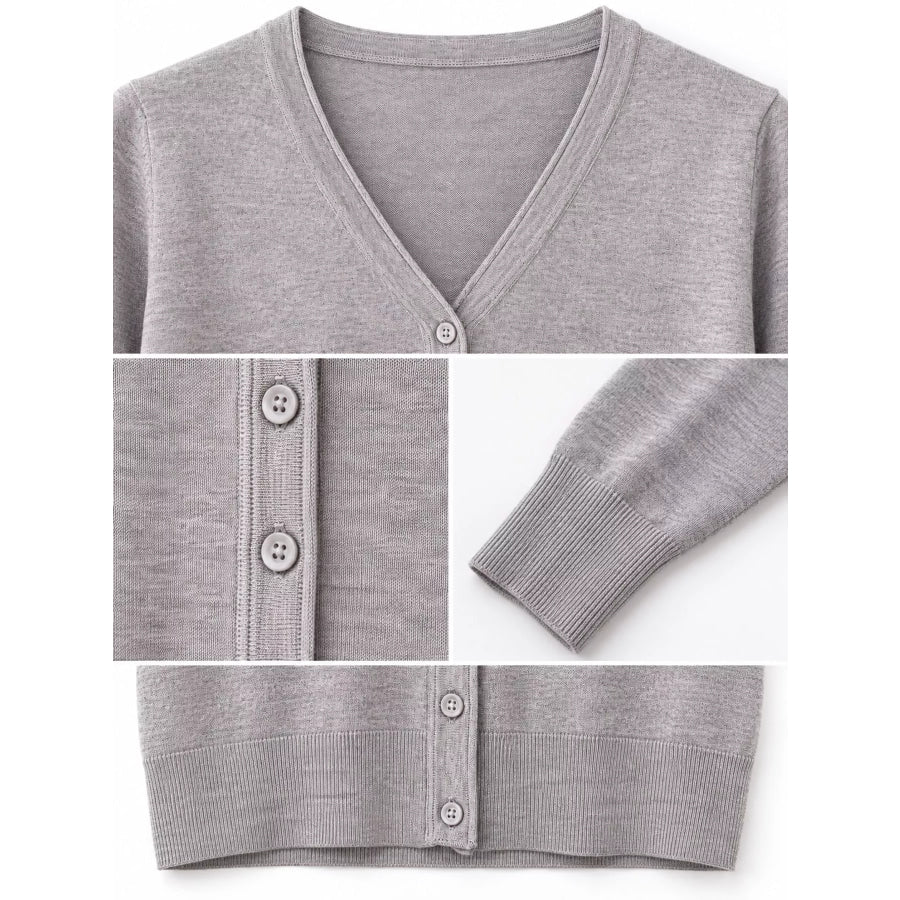 Classic V-Neck Button-Down Knit Cardigan Apparel and Accessories