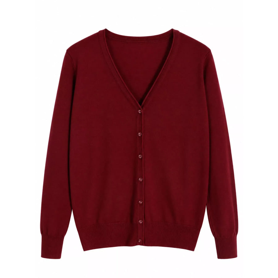 Classic V-Neck Button-Down Knit Cardigan Apparel and Accessories