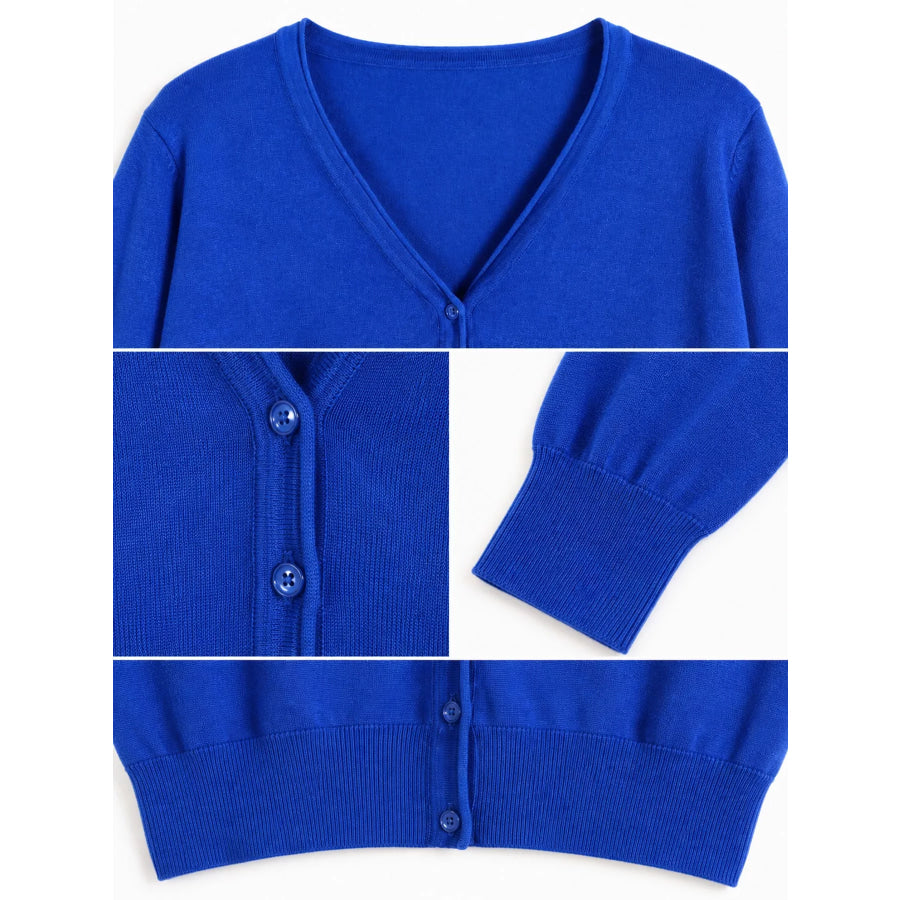 Classic V-Neck Button-Down Knit Cardigan Apparel and Accessories