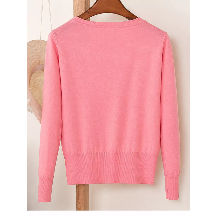 Classic V-Neck Button-Down Knit Cardigan Apparel and Accessories