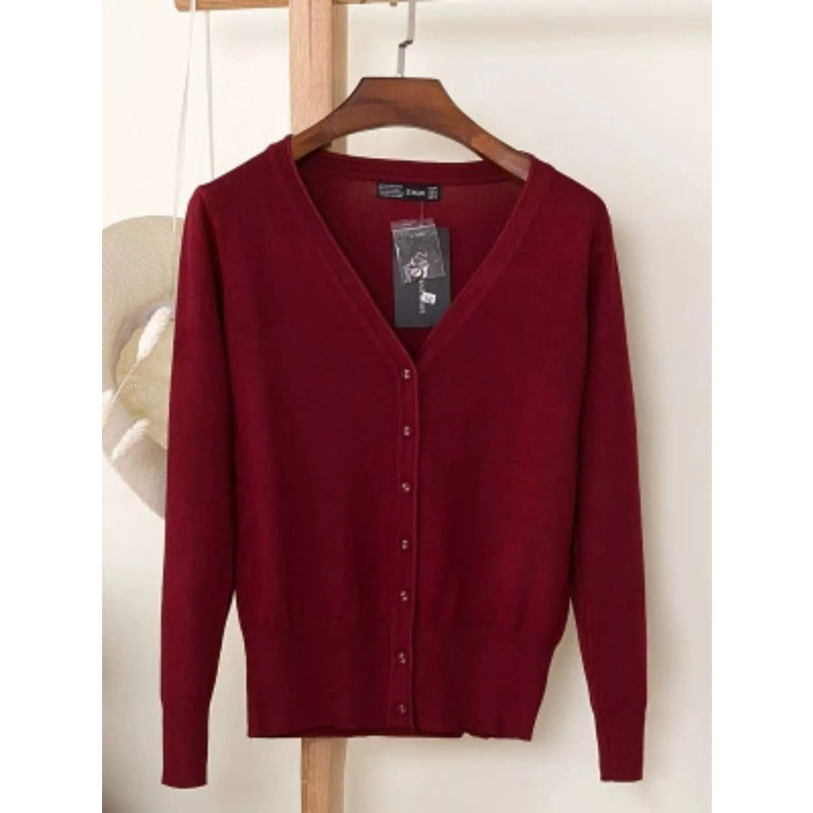 Classic V-Neck Button-Down Knit Cardigan Apparel and Accessories