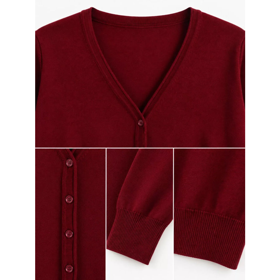 Classic V-Neck Button-Down Knit Cardigan Apparel and Accessories