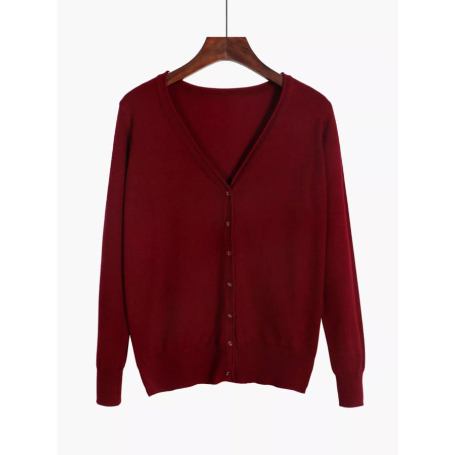 Classic V-Neck Button-Down Knit Cardigan Apparel and Accessories