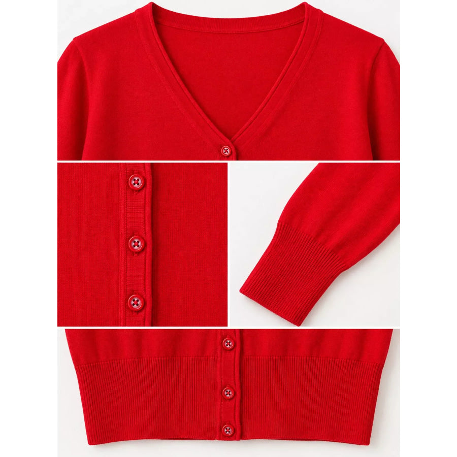 Classic V-Neck Button-Down Knit Cardigan Apparel and Accessories
