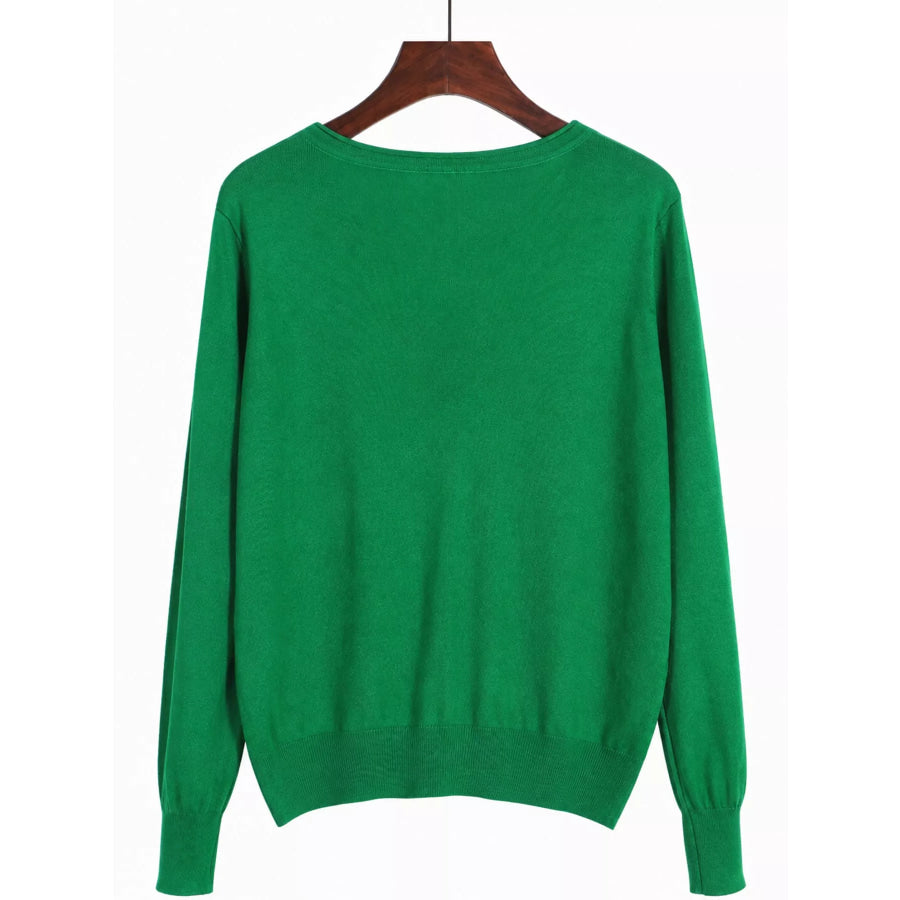 Classic V-Neck Button-Down Knit Cardigan Apparel and Accessories