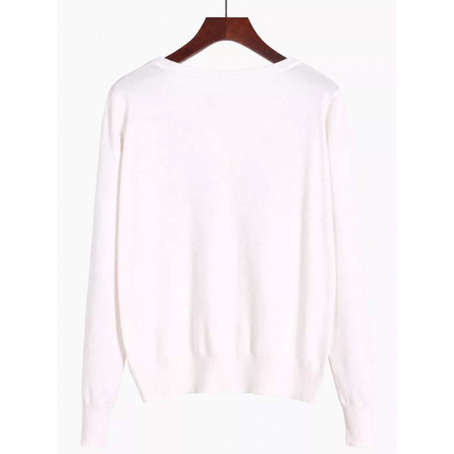 Classic V-Neck Button-Down Knit Cardigan Apparel and Accessories