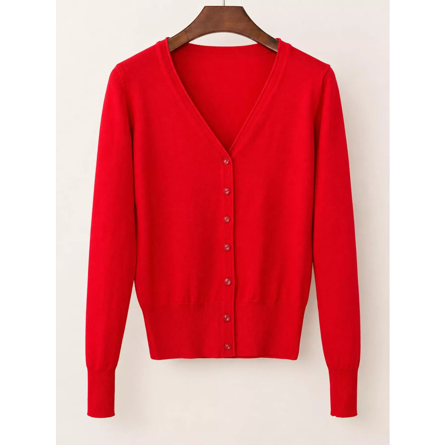 Classic V-Neck Button-Down Knit Cardigan Apparel and Accessories