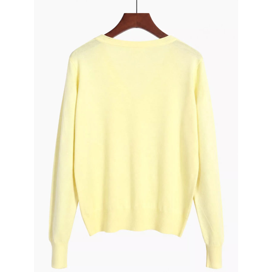 Classic V-Neck Button-Down Knit Cardigan Apparel and Accessories